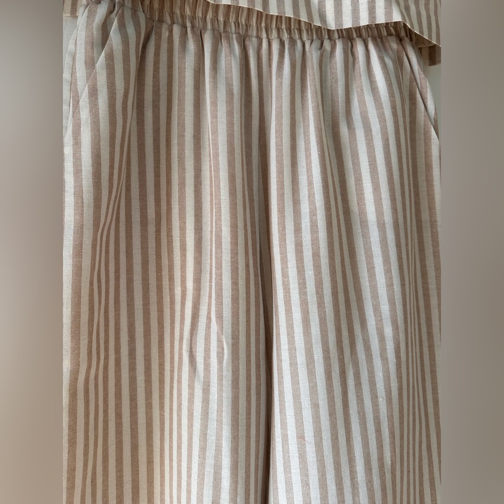 Wishlist Beige & White Striped Cotton Wide-Leg Two Piece Pant Set (Large) - Picture 6 of 12